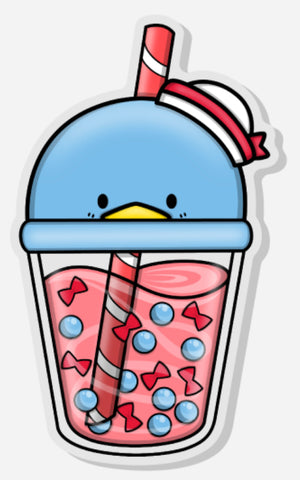 Cute Blue Penguin Boba Sticker (#162)