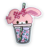 Cute Pink Bunny Boba Sticker (#264)