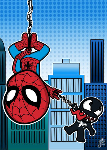 Spiderman and Venom - 5x7 Art Print by Jo2 | Art Prints Artistic FlavorzArtistic Flavorz