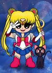 Sailor Moon and Luna- 5x7 Art Print by Jo2 - Artistic Flavorz