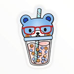 Cute Blue Bear Boba Sticker (#273) - Artistic Flavorz