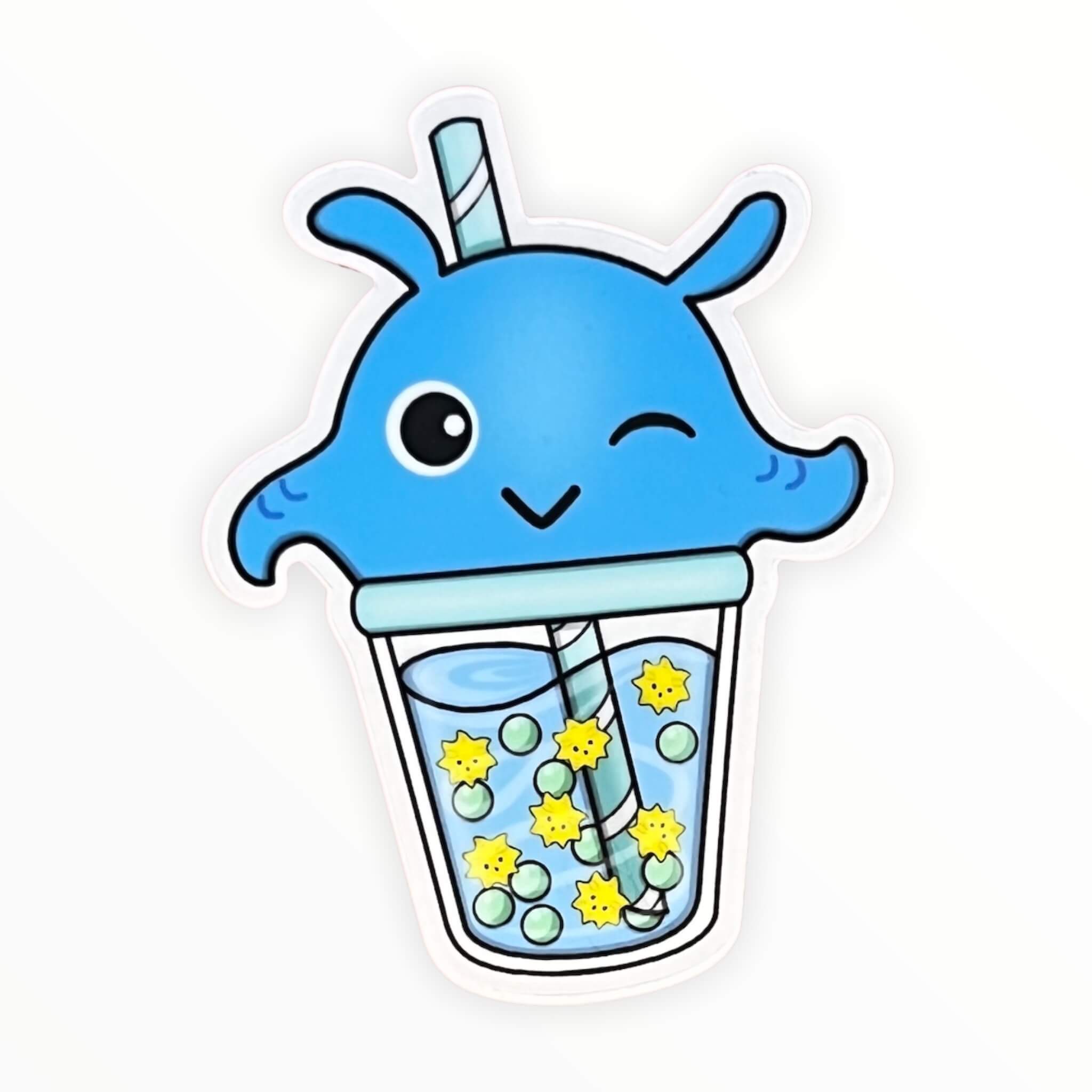 Cute Blue Octopus Boba Sticker (#263) - Artistic Flavorz