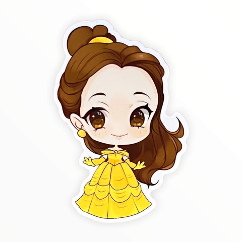 Cute Bookish Princess in Yellow Dress Sticker (#409) - Artistic Flavorz