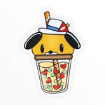 Cute Fedora Dog Boba Sticker (#274)