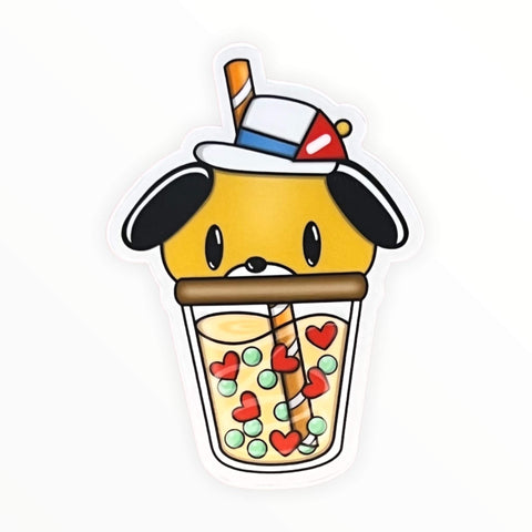 Cute Fedora Dog Boba Sticker (#274) - Artistic Flavorz