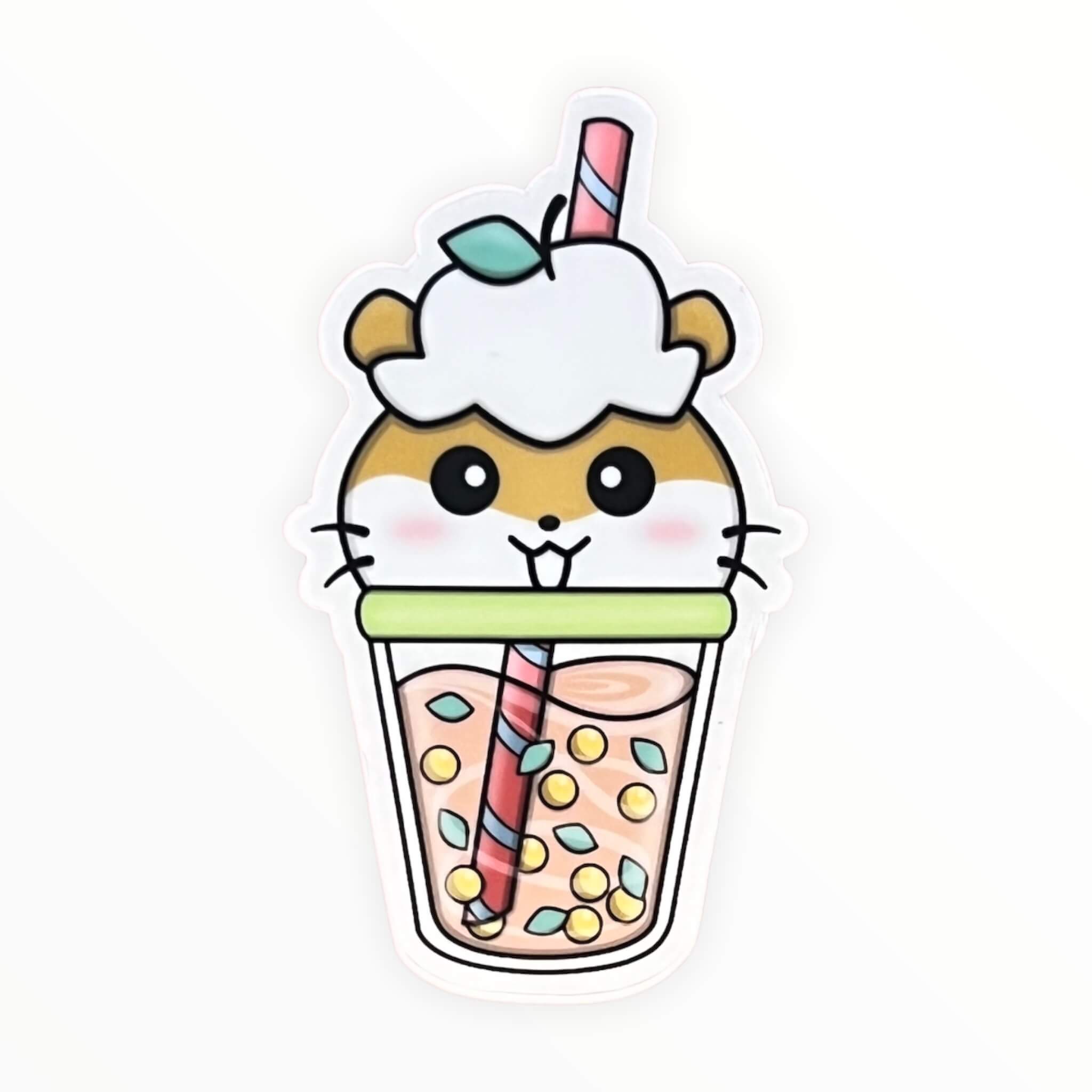 Cute Hamster Boba Sticker (#262) - Artistic Flavorz