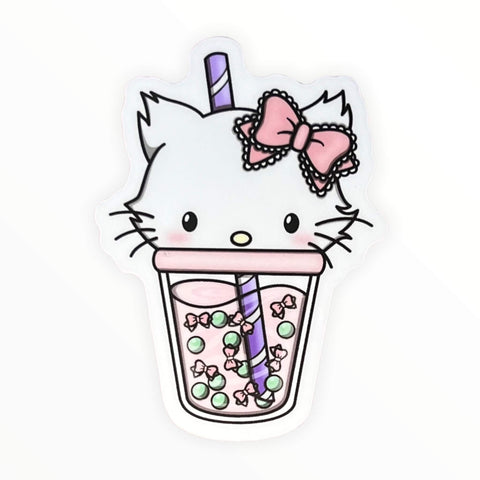 Cute Kitty Pet Boba Sticker (#259) - Artistic Flavorz