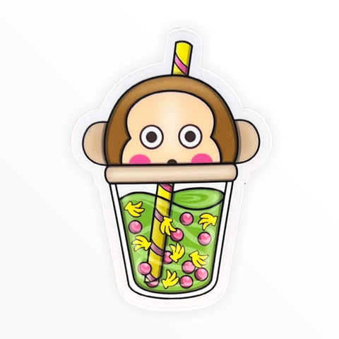 Cute Monkey Boba Sticker (#169) - Artistic Flavorz