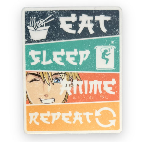Eat Sleep Anime Repeat Sticker (#565) - Artistic Flavorz