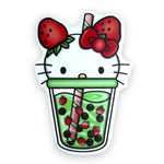 Cute Strawberry Kitty Boba Sticker (#270)