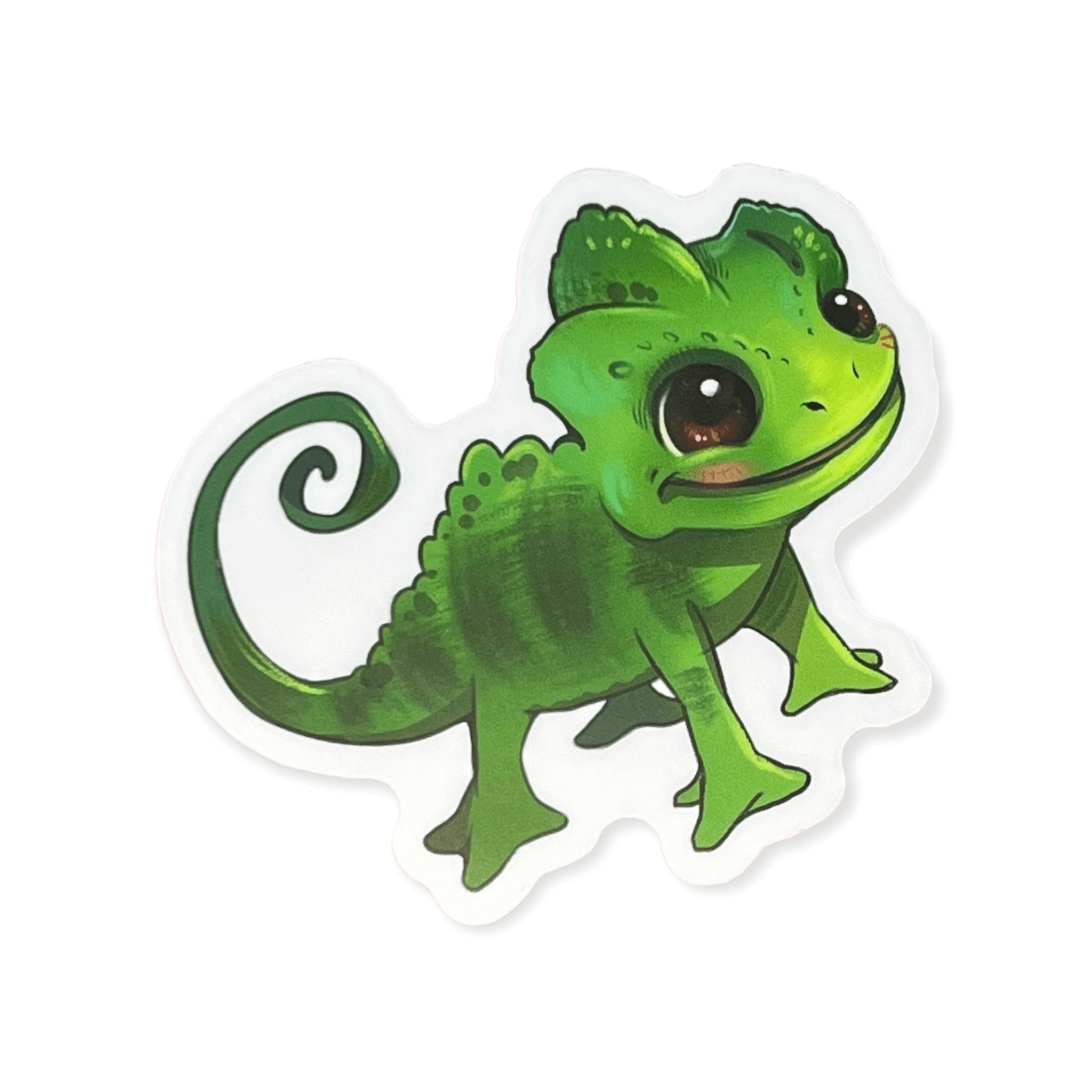 Green Chameleon Friend Sticker (#496) - Artistic Flavorz