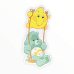 Green Happy Bear on a Star Swing Sticker (#477) - Artistic Flavorz