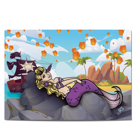 Rapunzel Pinup Mermaid - 5x7 Art Print by Jo2 | Art Prints Artistic FlavorzArtistic Flavorz
