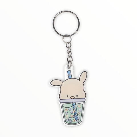 Cute Pig Boba Acrylic Keychain