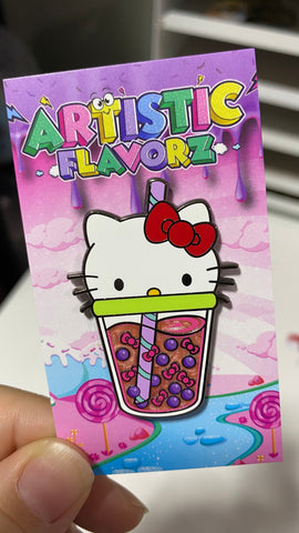 Cute Kitty Boba Enamel Pin - Artistic Flavorz